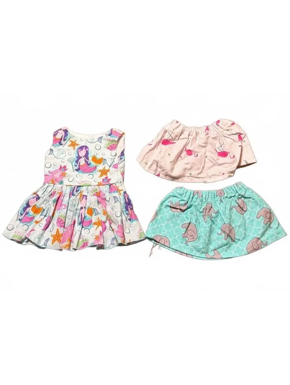 Handmade Doll or Bear Clothes Lot Mermaid Dress and 2 Skirts Cotton Outfit
